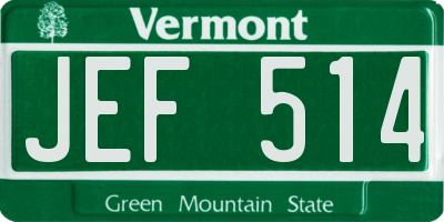 VT license plate JEF514