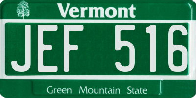 VT license plate JEF516