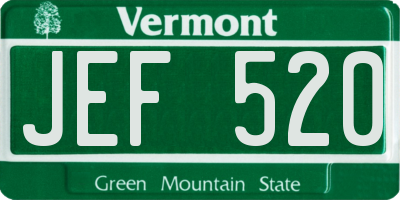 VT license plate JEF520