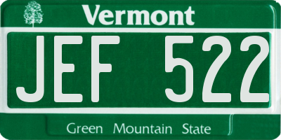 VT license plate JEF522