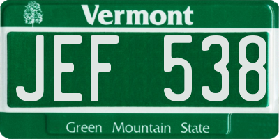 VT license plate JEF538