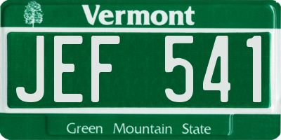 VT license plate JEF541