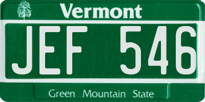 VT license plate JEF546