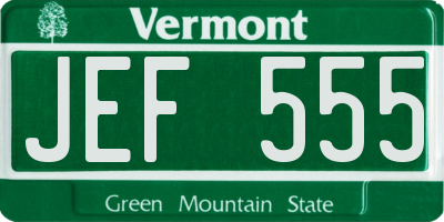 VT license plate JEF555