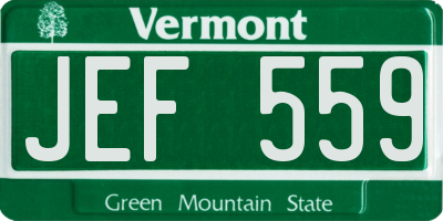 VT license plate JEF559