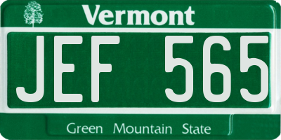 VT license plate JEF565