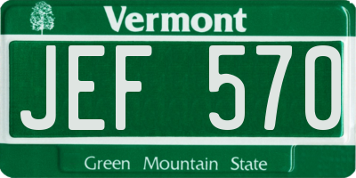 VT license plate JEF570