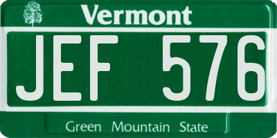 VT license plate JEF576