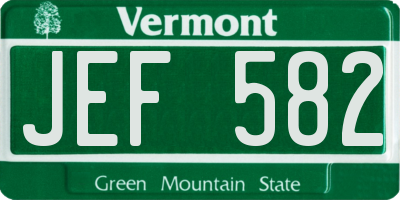 VT license plate JEF582