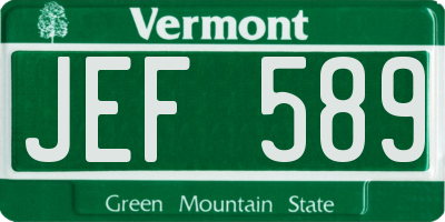 VT license plate JEF589