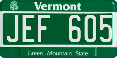 VT license plate JEF605