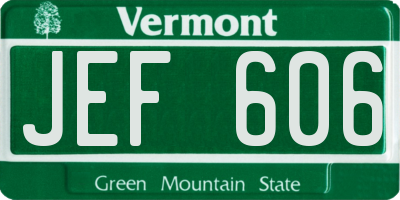 VT license plate JEF606