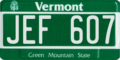 VT license plate JEF607