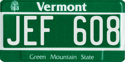 VT license plate JEF608