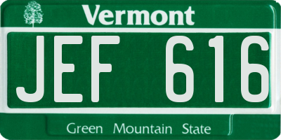 VT license plate JEF616