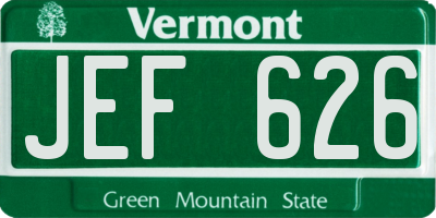 VT license plate JEF626