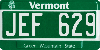 VT license plate JEF629