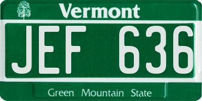 VT license plate JEF636
