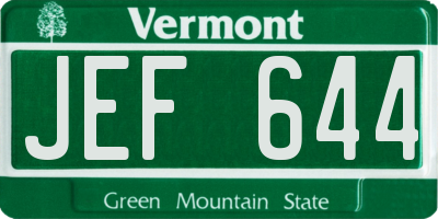 VT license plate JEF644