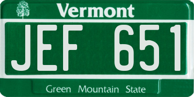 VT license plate JEF651
