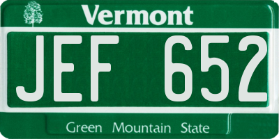 VT license plate JEF652