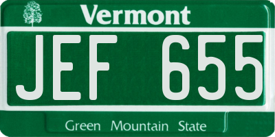VT license plate JEF655