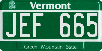 VT license plate JEF665
