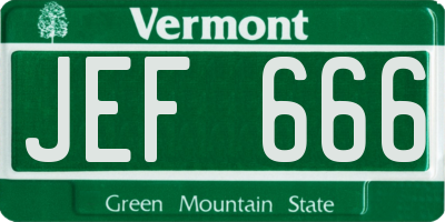 VT license plate JEF666
