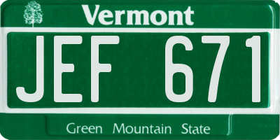 VT license plate JEF671