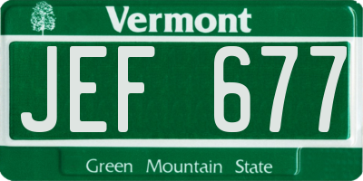 VT license plate JEF677