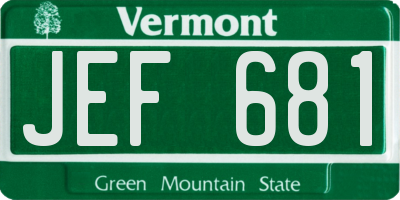 VT license plate JEF681