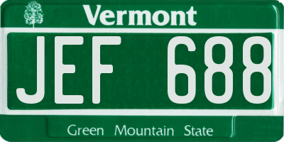 VT license plate JEF688