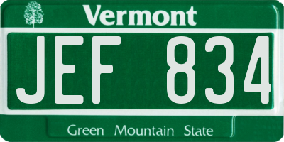 VT license plate JEF834