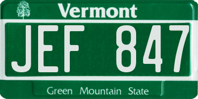 VT license plate JEF847