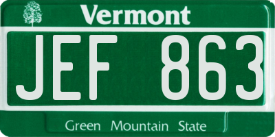 VT license plate JEF863