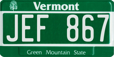 VT license plate JEF867