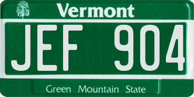 VT license plate JEF904