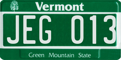 VT license plate JEG013