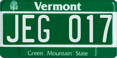 VT license plate JEG017