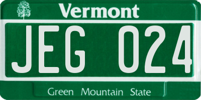 VT license plate JEG024