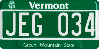 VT license plate JEG034
