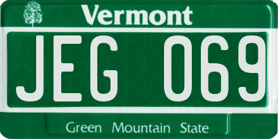 VT license plate JEG069