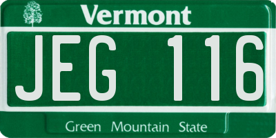 VT license plate JEG116