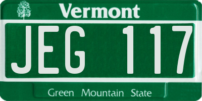 VT license plate JEG117