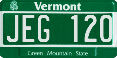 VT license plate JEG120