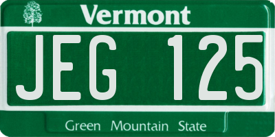 VT license plate JEG125