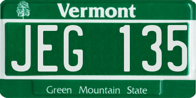 VT license plate JEG135