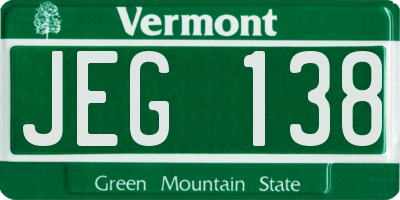 VT license plate JEG138