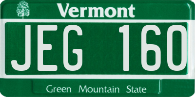 VT license plate JEG160