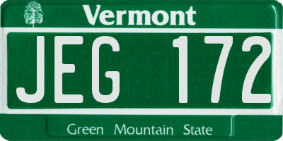 VT license plate JEG172